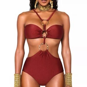 BFYNE Ajna One Piece Swimsuit Burgundy Size M NWOT